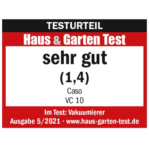 VC 10 PlusEdition Vakuumiergerät mit extra viel gratis Zubehör. Stiftung Warentest Testsieger GUT (2,0), Ausgabe 01/2018