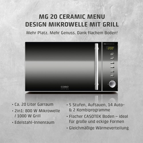 MG 20 Ceramic menu Mikrowelle + Grill