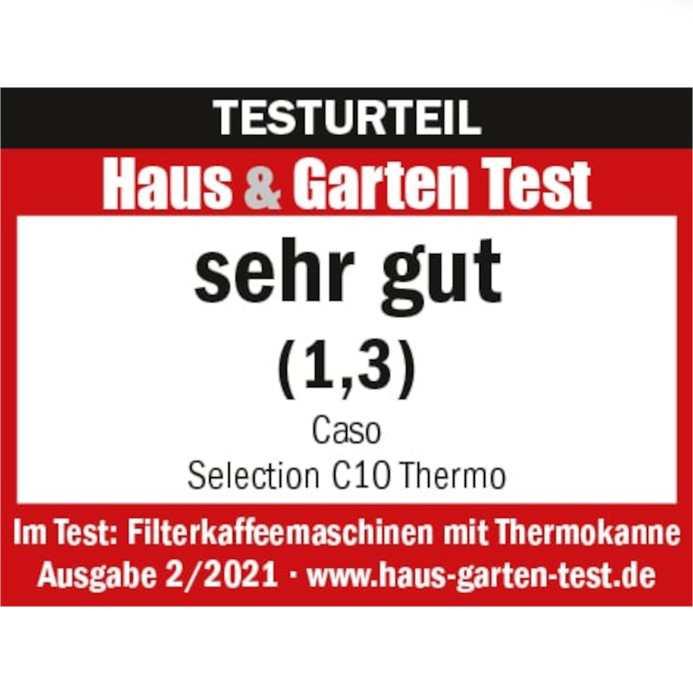 Testurteil: Haus & Garten Test, sehr gut (1,3), Caso Selection C10 Thermo, Filterkaffeemaschinen.