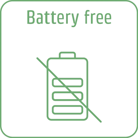 Battery free symbol. Battery with a diagonal line. Environmentally friendly, no battery.