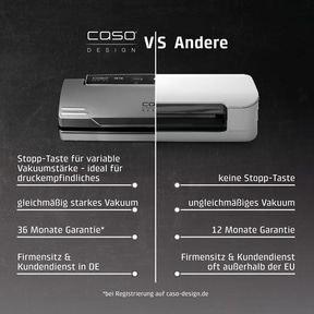 Vergleich von Caso Vakuumierer mit anderen: Funktionen, Garantie, Kundendienst.