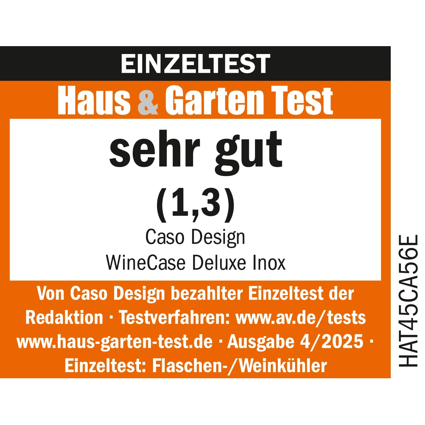 Testurteil 'sehr gut' für Caso Design WineCase Deluxe Inox, Einzeltest.
