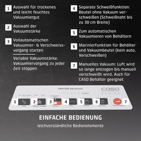 VRH 690 advanced + 2x Profi-Folienrollen 30x600 cm Set aus Vakuumierer und Folienrollen