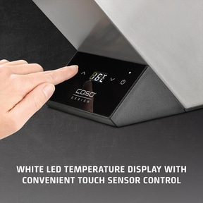 Hand touching control panel with temperature display, COSO Design, sensor-touch