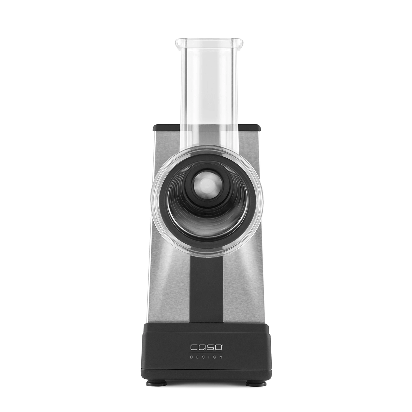 Vegetable slicer, stainless steel, transparent accessory, black base, Caso Design
