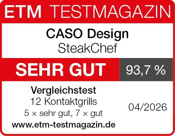 ETM Testmagazin: CASO Design SteakChef Kontaktgrill, SEHR GUT, 93,7 %, 04/2026.