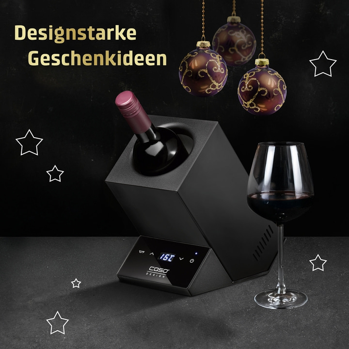 Wein Geschenkidee mit Weinkühler und Weinglas, Weihnachtsdekoration