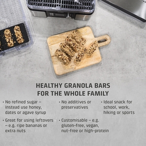 Healthy granola bars for the whole family, ingredients, snack, school, work, sport