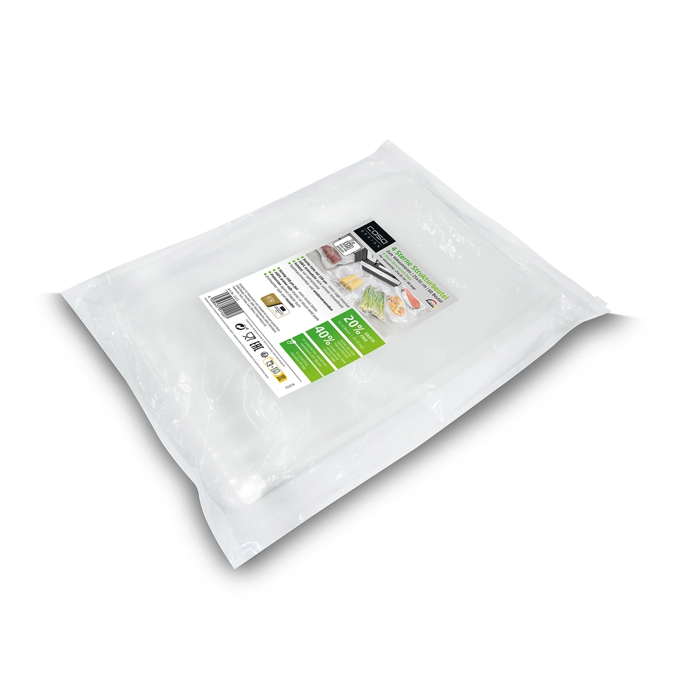 4 Stars Structured Bags 25x35 cm, 60 bags 150 μmFor vacuum sealing & sous vide