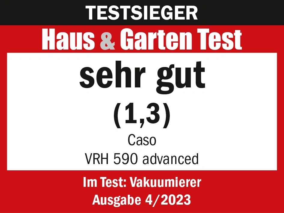Testauszeichnung für Vakuumierer Caso VRH 590 advanced, Note sehr gut (1,3)