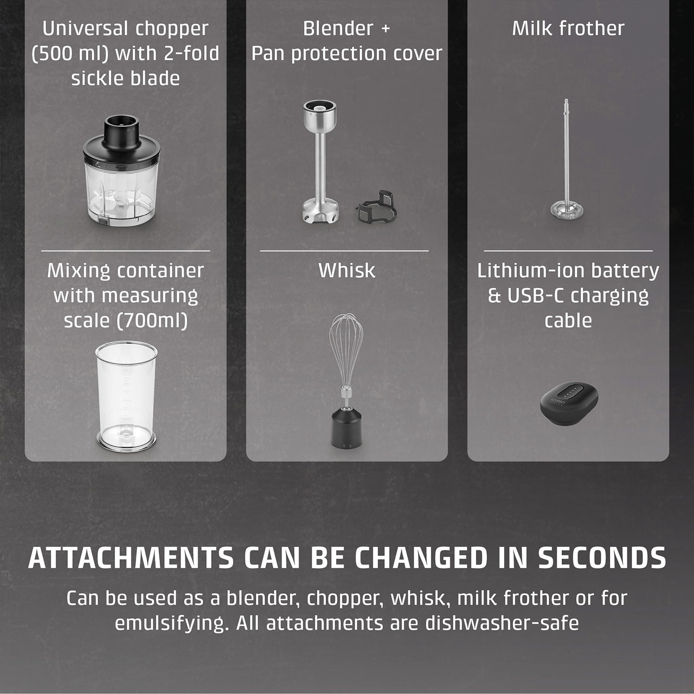 Click & Mash Cordless 4 in 1 hand blender set