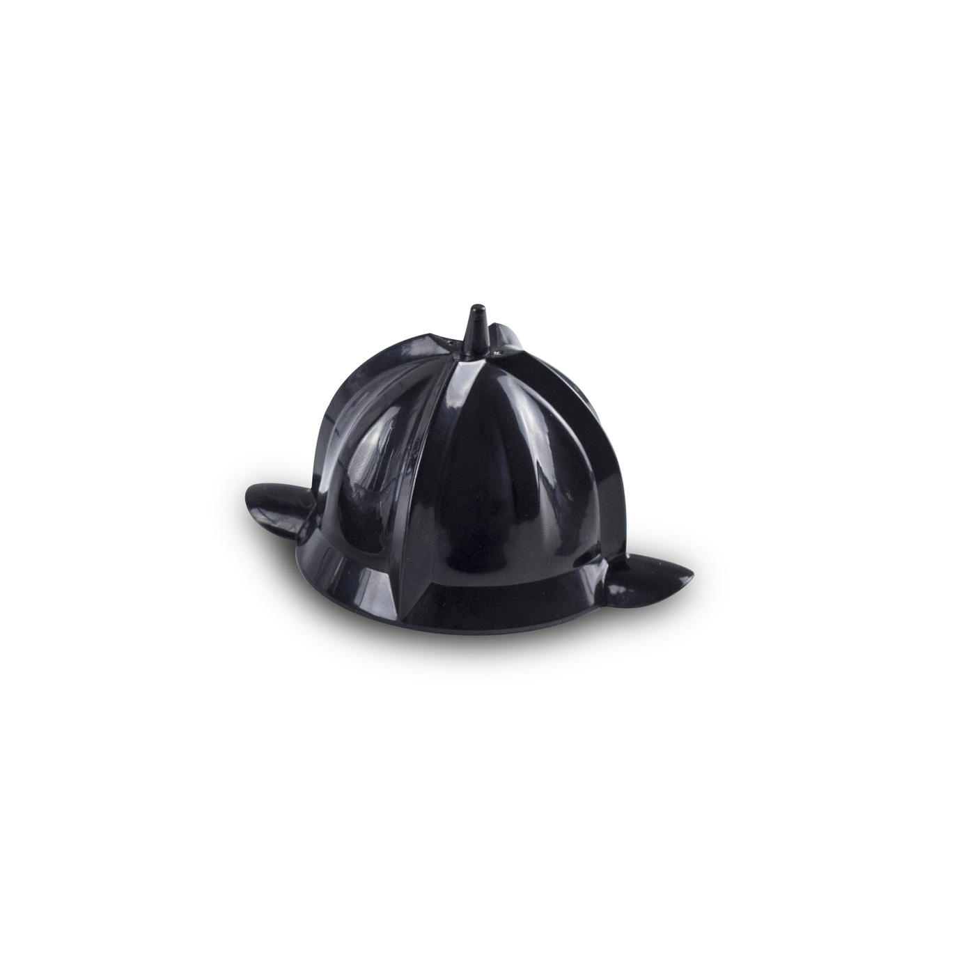 Close-up of a black plastic citrus juicer attachment on a white background