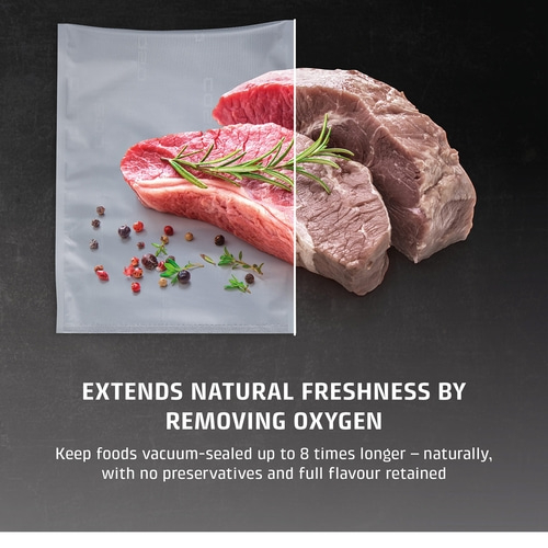 Meat in vacuum packaging, up to 8x longer fresh, without preservatives.