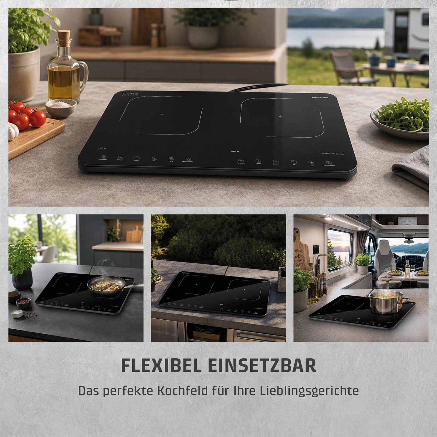 Eine Kochplatte, die flexibel einsetzbar ist und in verschiedenen Umgebungen genutzt werden kann.