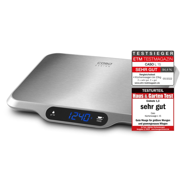 Kitchen scale with test results, very good rating, Caso L 15, digital scale, test magazine