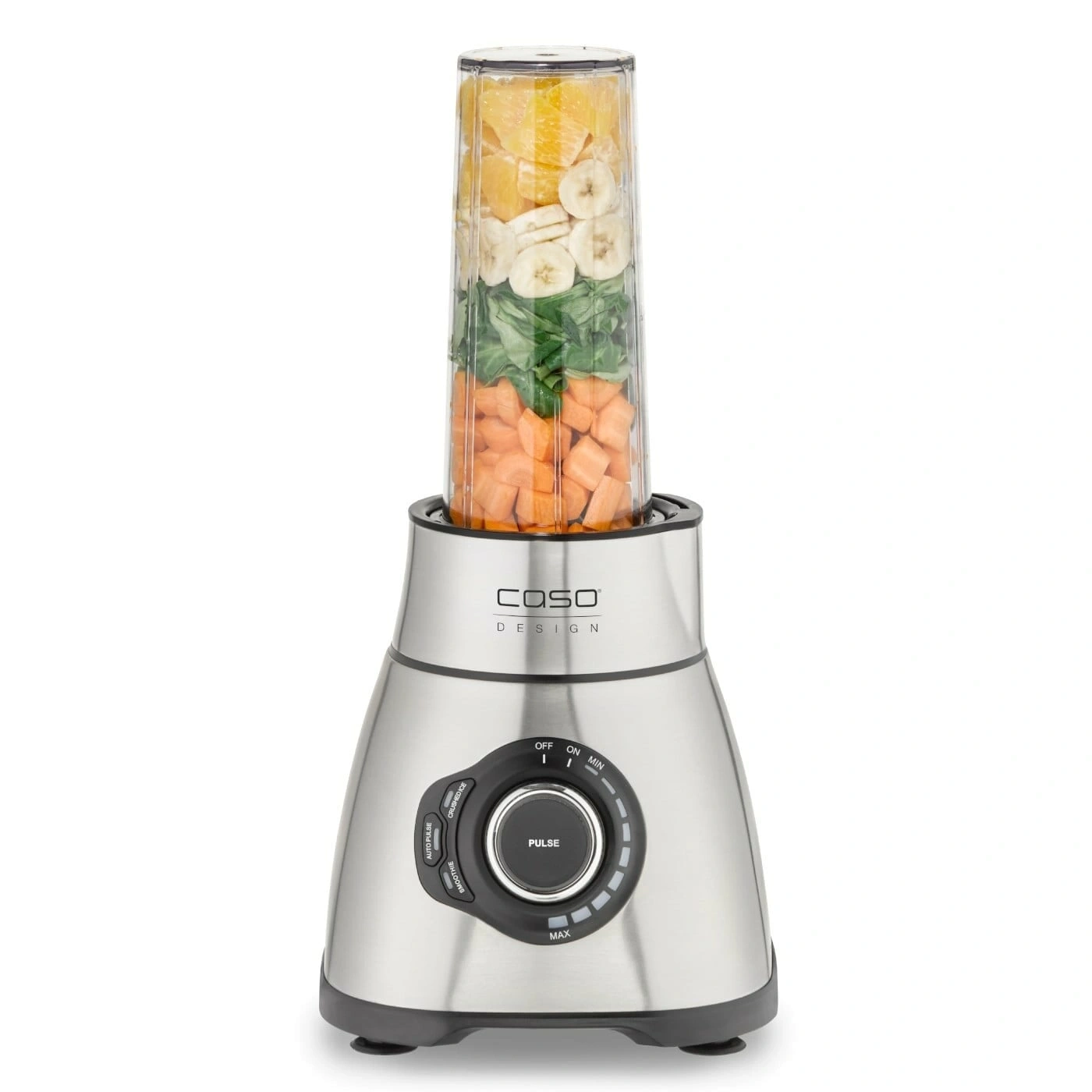 Caso Design Mixer mit Zutaten, Edelstahl, Smoothie-Zubereitung, Küche, Obst und Gemüse