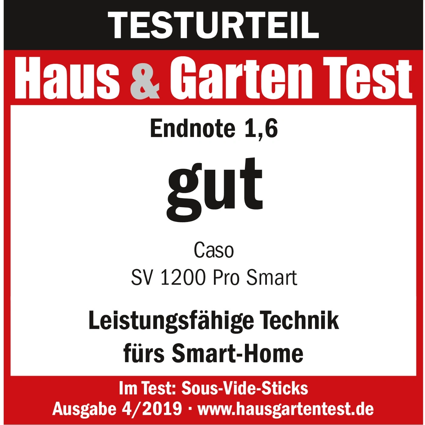 Haus & Garten Test, score 1.6, good, Caso SV 1200 Pro Smart, smart home technology