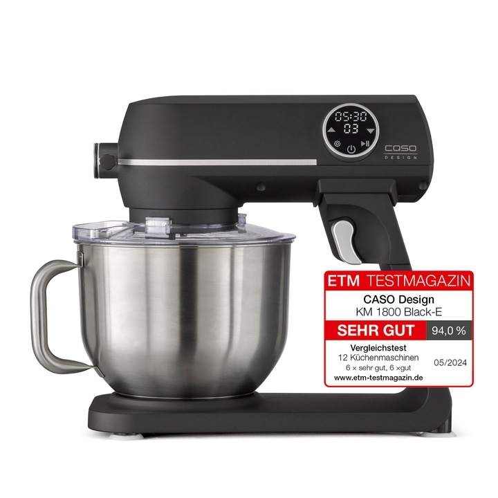 CASO Design KM 1800 Black-E kitchen machine with ETM Testmagazin rating.