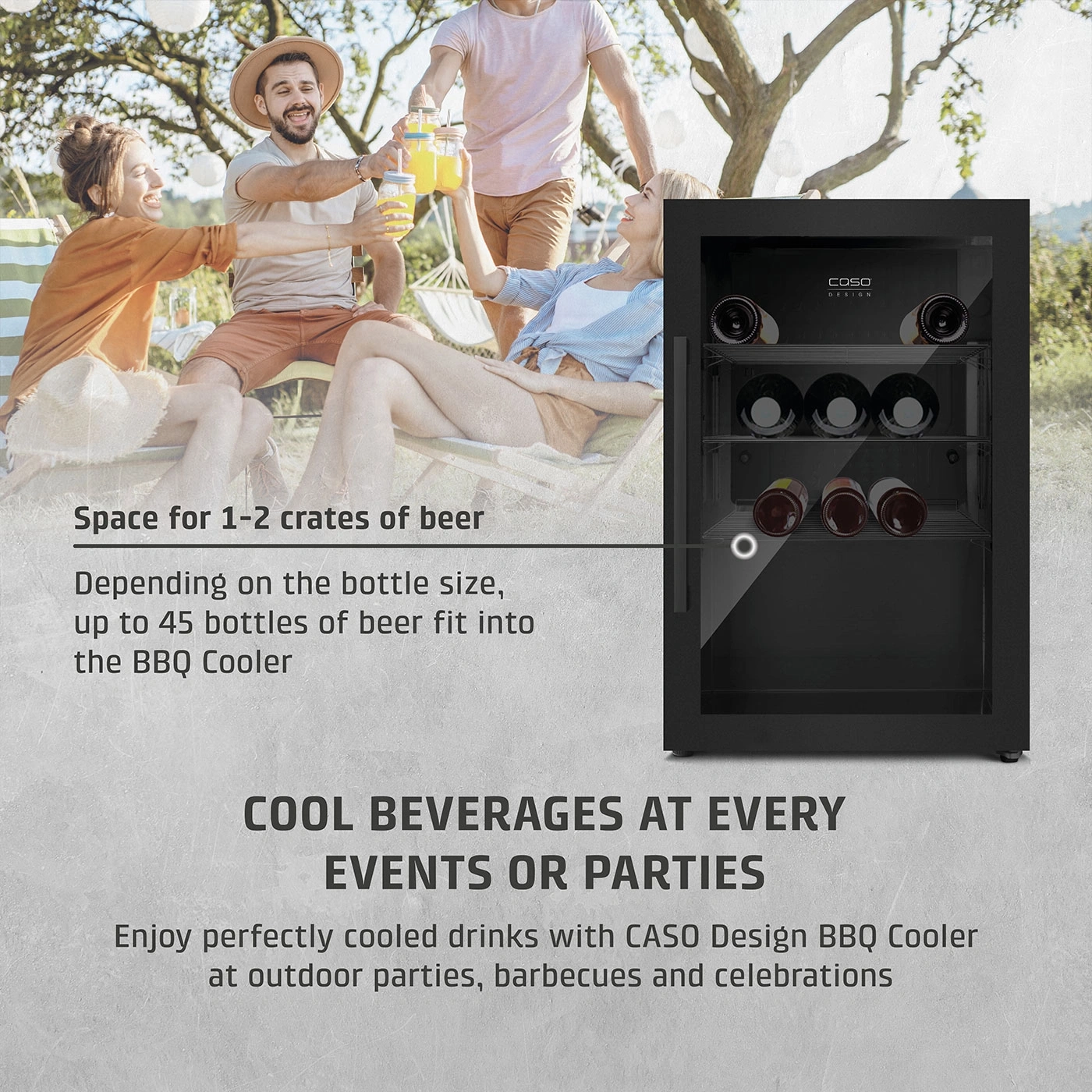 BBQ cooler with drinks at a garden party. Cool drinks always at hand for a good time.