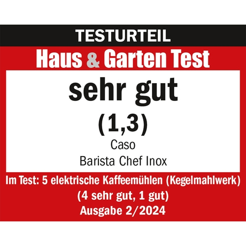 BaristaChef Inox Kaffeemühle mit Auffangbehälter und Siebträgerhaltung