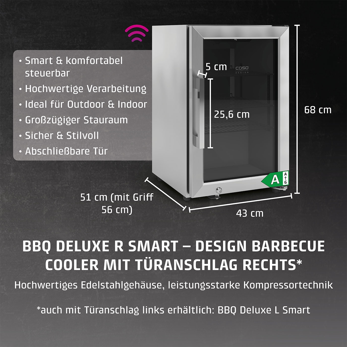 Kühlschrank BBQ Deluxe R Smart - Design Barbecue, Edelstahl, Outdoor & Indoor