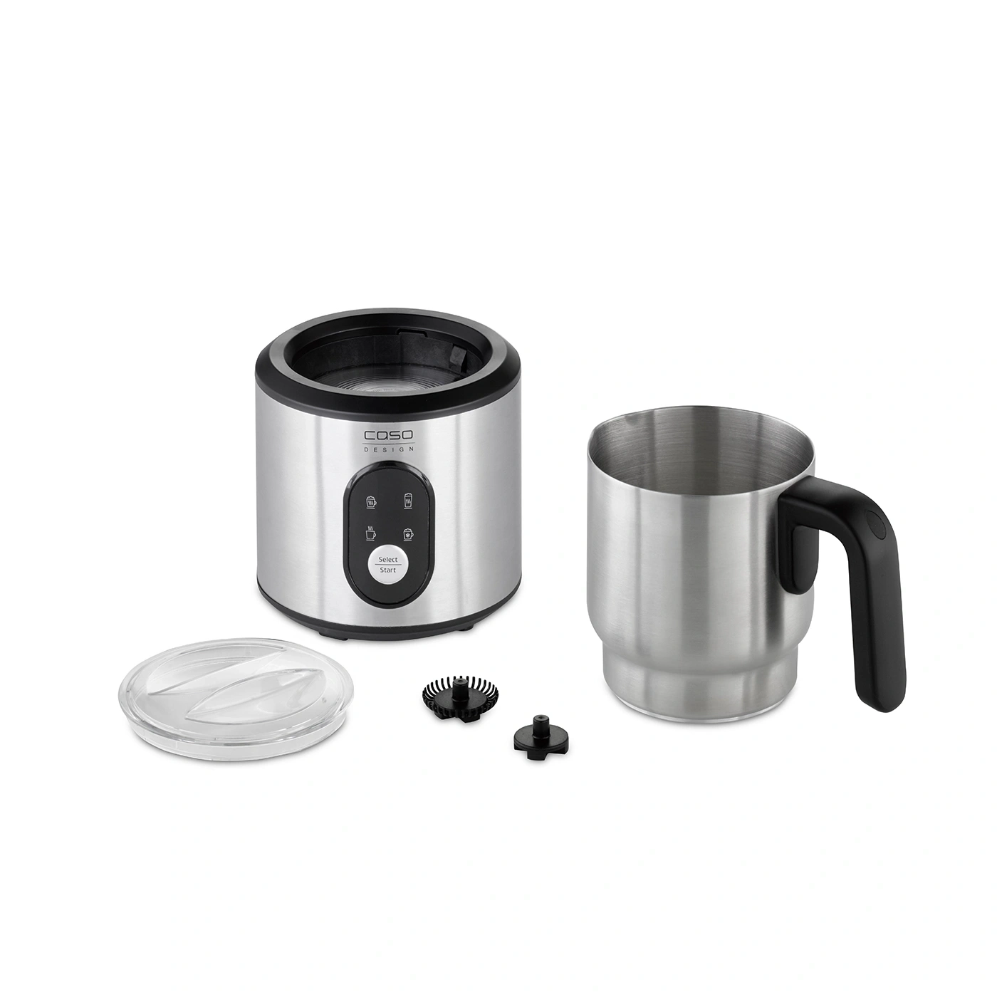 Milchaufschäumer mit Zubehör und Becher, Edelstahl, Caso Design