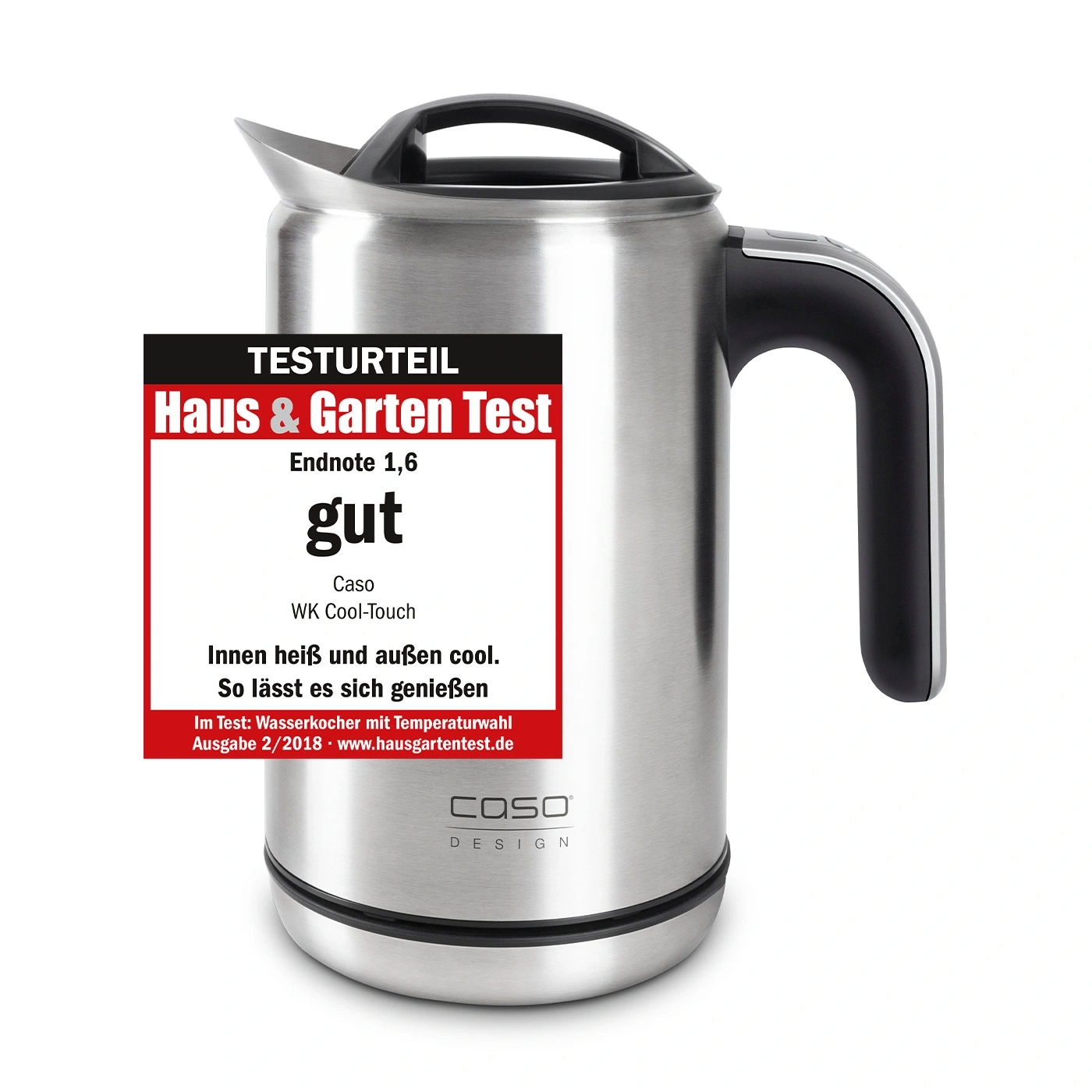 Kettle with 'good' rating from Haus & Garten Test, Caso WK Cool-Touch.