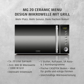 MG 20 Ceramic menu Mikrowelle + Grill