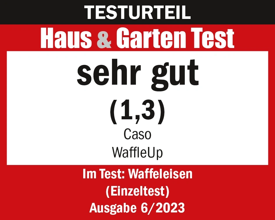 Testurteil Haus & Garten Test sehr gut (1,3) Caso WaffleUp Waffeleisen Ausgabe 6/2023
