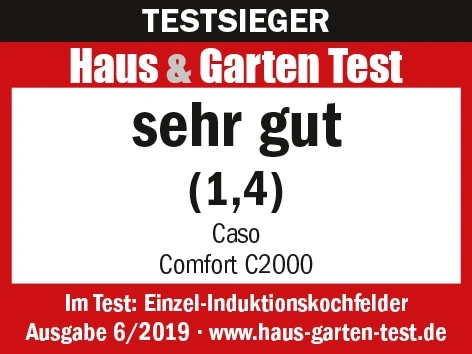 Testauszeichnung für Caso Comfort C2000: sehr gut (1,4) von Haus & Garten Test.