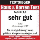 Test winner Haus & Garten Test, grade 1.2, very good, Caso kitchen scale LX 20.