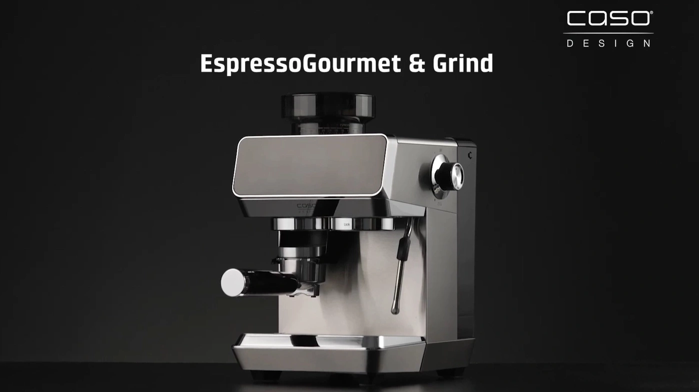 A CASO DESIGN espresso machine named EspressoGourmet & Grind.