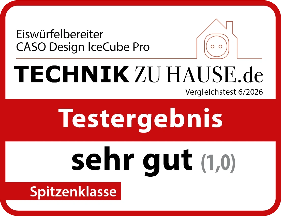 Testergebnis Eiswürfelbereiter CASO Design IceCube Pro: Sehr gut (1,0) Spitzenklasse