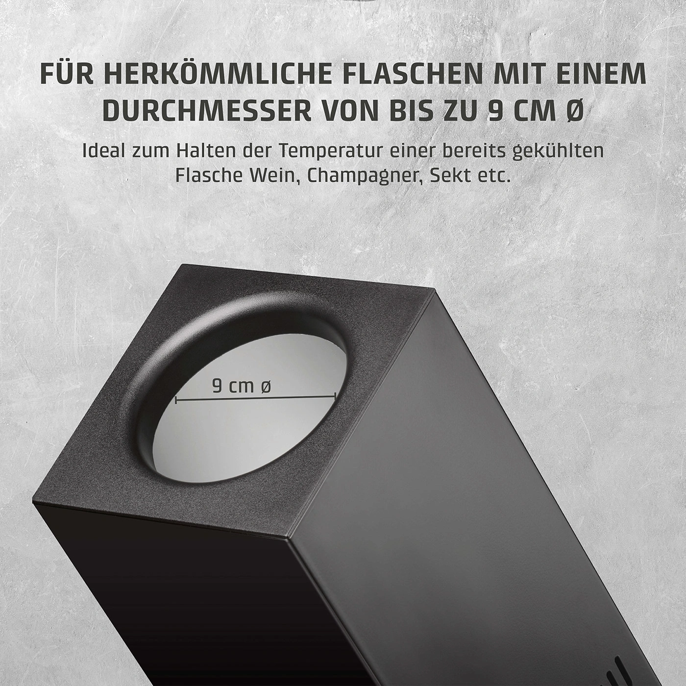 Kühler für Flaschen, Durchmesser 9 cm, ideal für Wein, Champagner, Sekt.