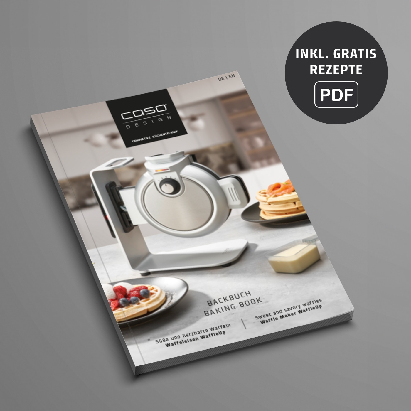 Baking book with waffle iron, PDF recipes, sweet and savory waffles