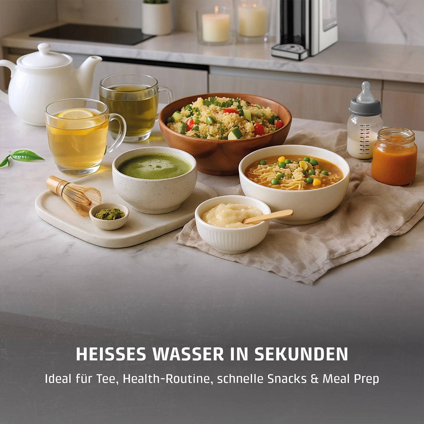 Heißes Wasser in Sekunden für Tee, Health-Routine, Snacks & Meal Prep