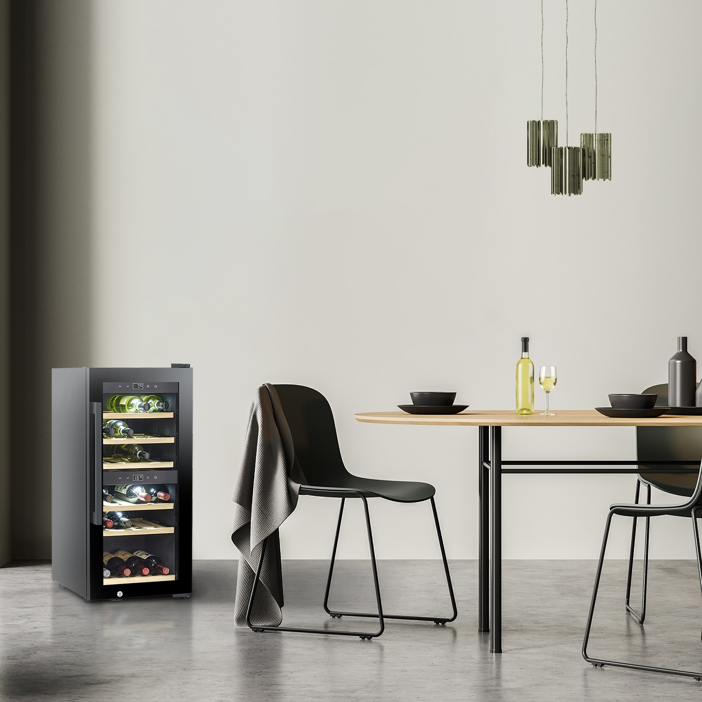 WineExclusive 24 Smart Design Weinkühlschrank, für bis zu 24 Flaschen, 2 Temperaturzonen