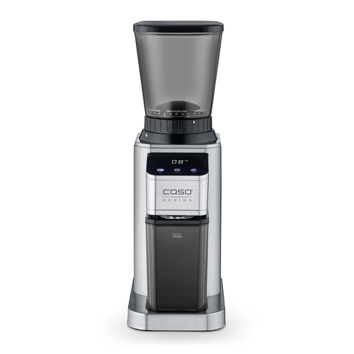 BaristaChef Inox Kaffeemühle mit Auffangbehälter und Siebträgerhaltung