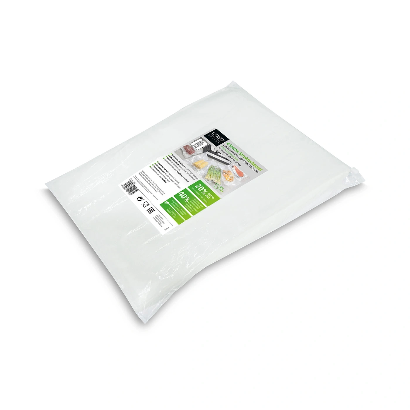 COSO vacuum bags, 4 stars, 30x40cm, 60 bags, aroma-proof, reusable