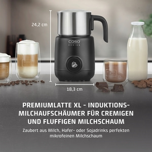 PremiumLatte XL Induktions- Milchaufschäumer für Kuhmilch- und Pflanzendrinks