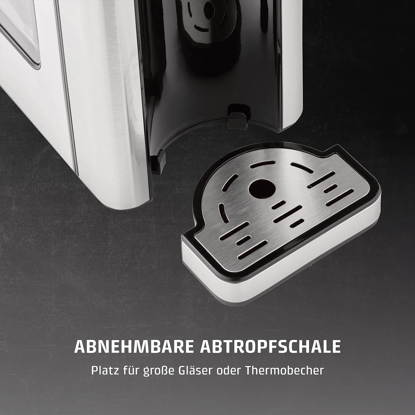 Abnehmbare Abtropfschale für große Gläser oder Thermobecher