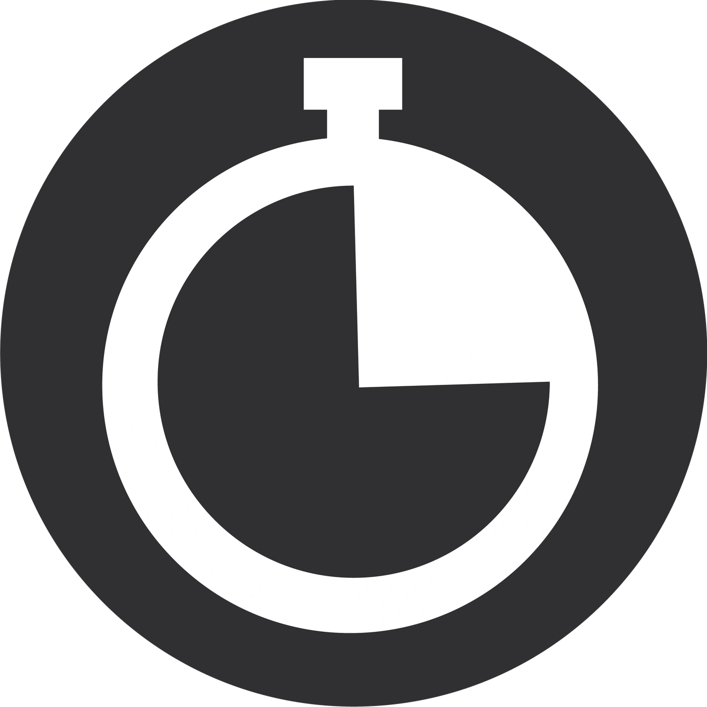 Stoppuhr-Symbol, das ein Viertel der Zeit anzeigt, in einem dunklen Kreis