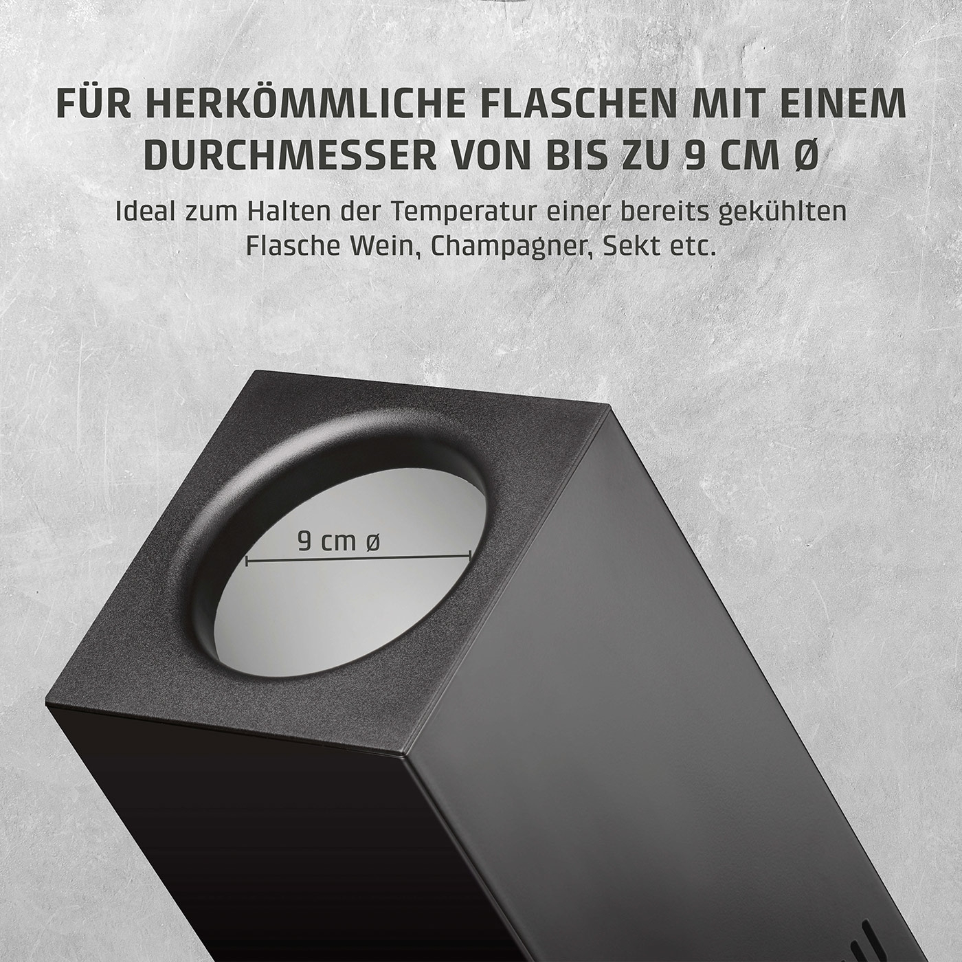 Kühler für Flaschen, Durchmesser 9 cm, ideal für Wein, Champagner, Sekt.