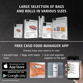 Caso Food Manager App: Vacuum food, label, organize in the app, and more.