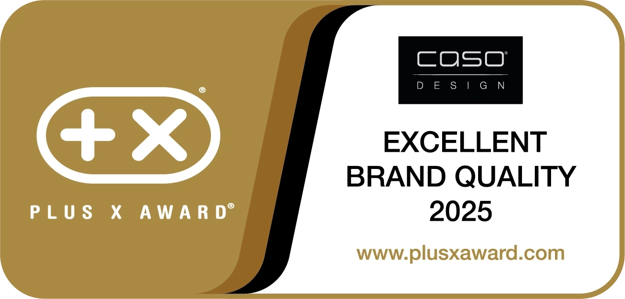 Plus X Award seal for excellent brand quality 2025 by Caso Design.
