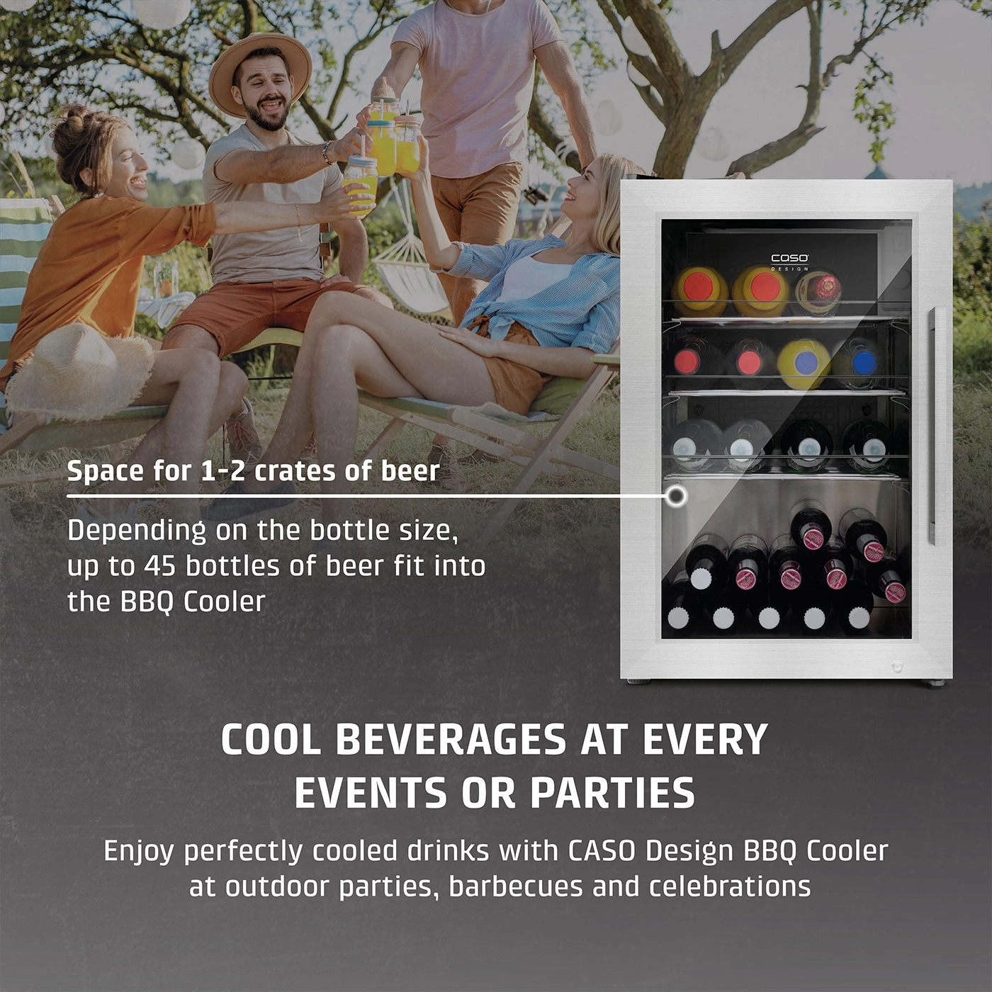 Party with BBQ cooler: Cool drinks at garden parties and barbecues.