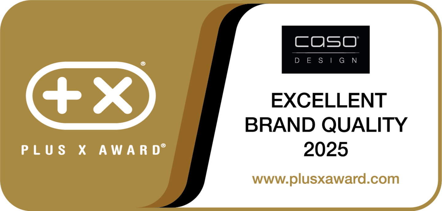 Plus X Award seal for excellent brand quality 2025 by Caso Design.