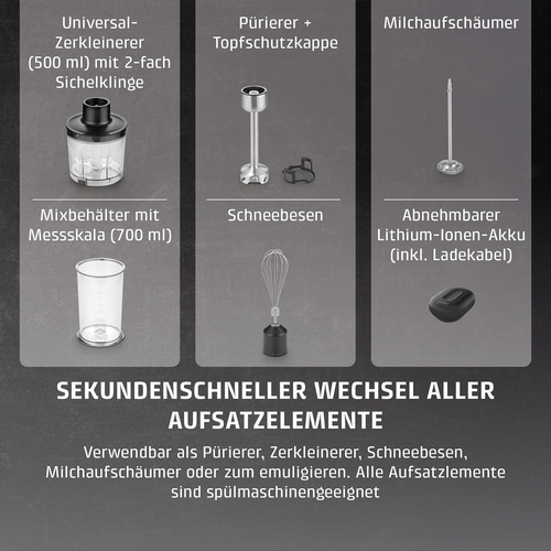 Click & Mash Kabelloses 4in1 Stabmixer-Set