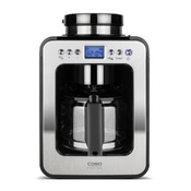 Coffee machine with digital display and stainless steel design for everyday use.
