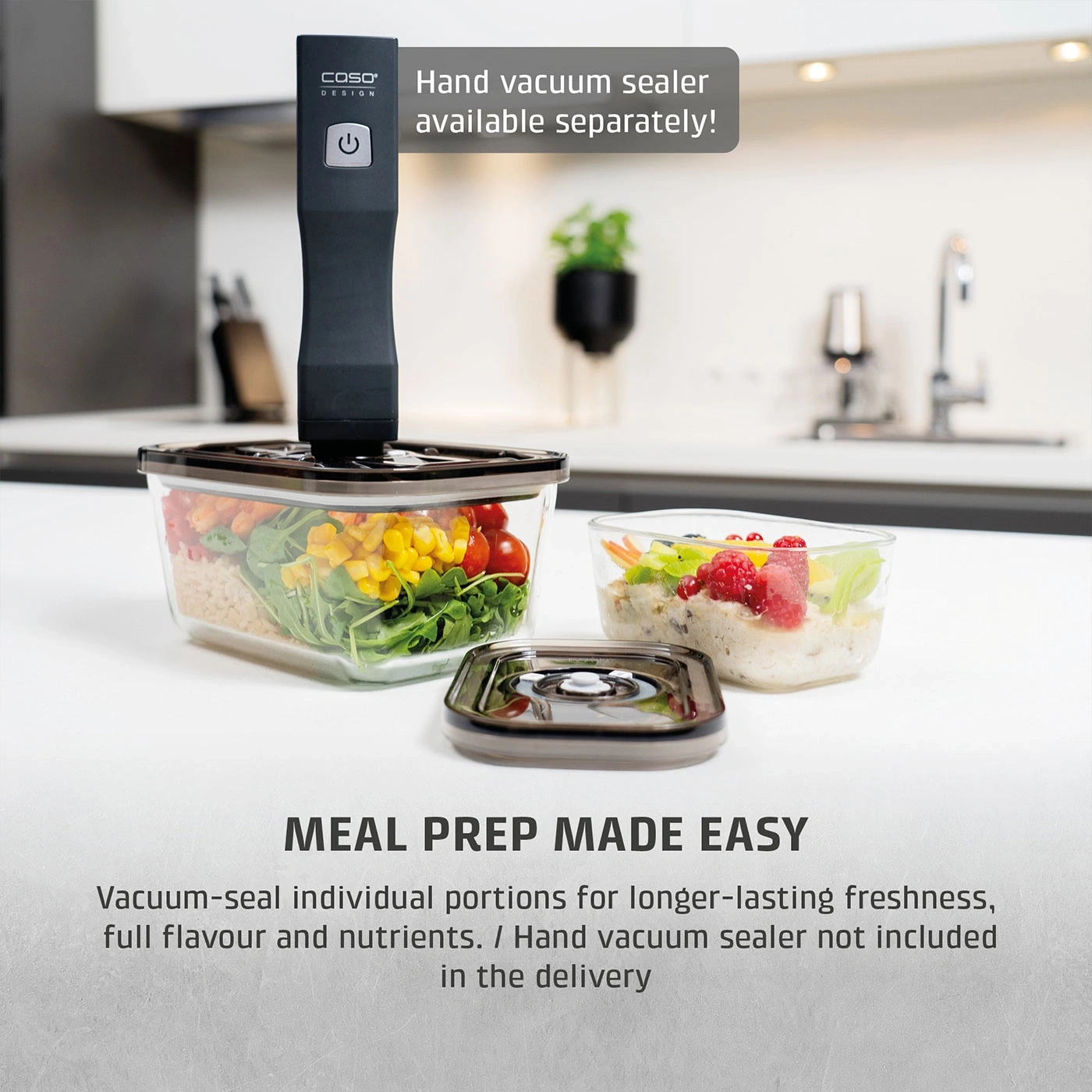 VacuBoxx Eco L Glass vacuum container with SAN lid
